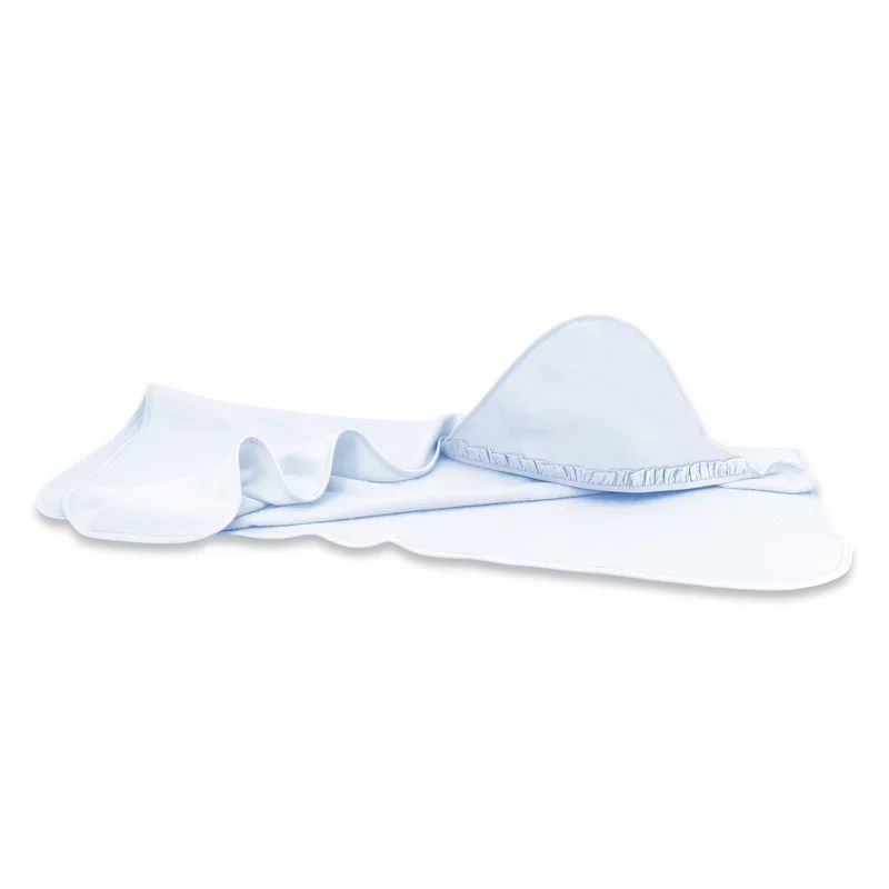 Prosop cu gluga, MimiNu, Mare, Cu volanas, Dimensiune 100x100 cm, Din bumbac si thermo fleece, Materiale certificate Oeko Tex Standard 100, Colectia Royal, Blue