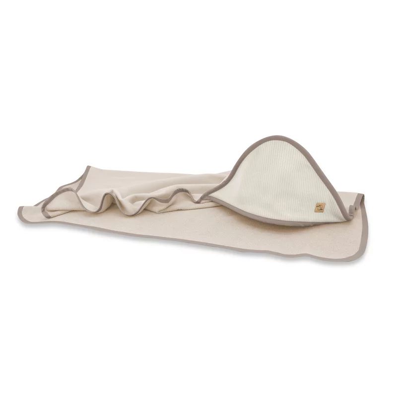 Prosop cu gluga, Qmini, Dimensiune 80x80cm, Din bambus si bumbac interlock, Din materiale certificate Oeko Tex Standard 100, Beige