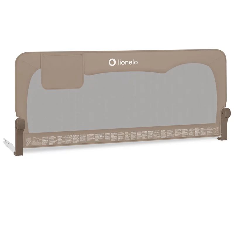 Protectie laterala pat, Lionelo, Hanna, Cu buzunar accesorii, 150x66 cm, Conform cu standardul european de securitate BS7072, Bej