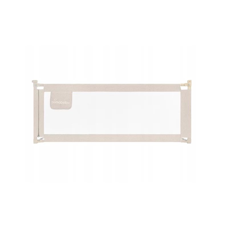 Protectie laterala pat, Primabobo, Classic, 140 cm, Inaltime reglabila 73-92 cm, Cu plasa respirabila, Prevazuta cu un buzunar, Bej