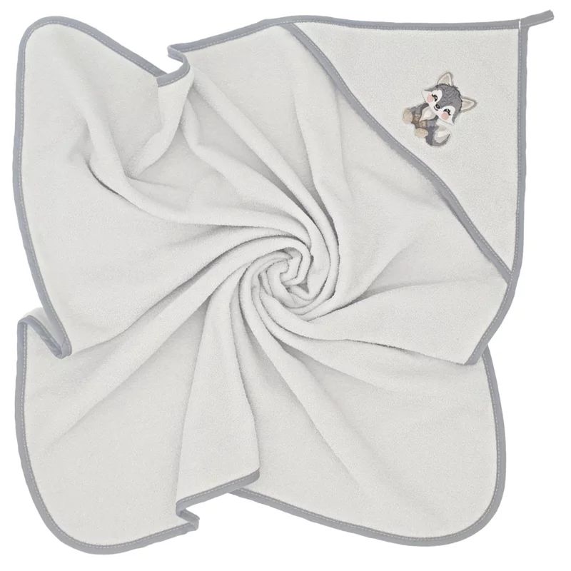 Prosop cu gluga, Qmini, Din bumbac, 80x80 cm, Grey