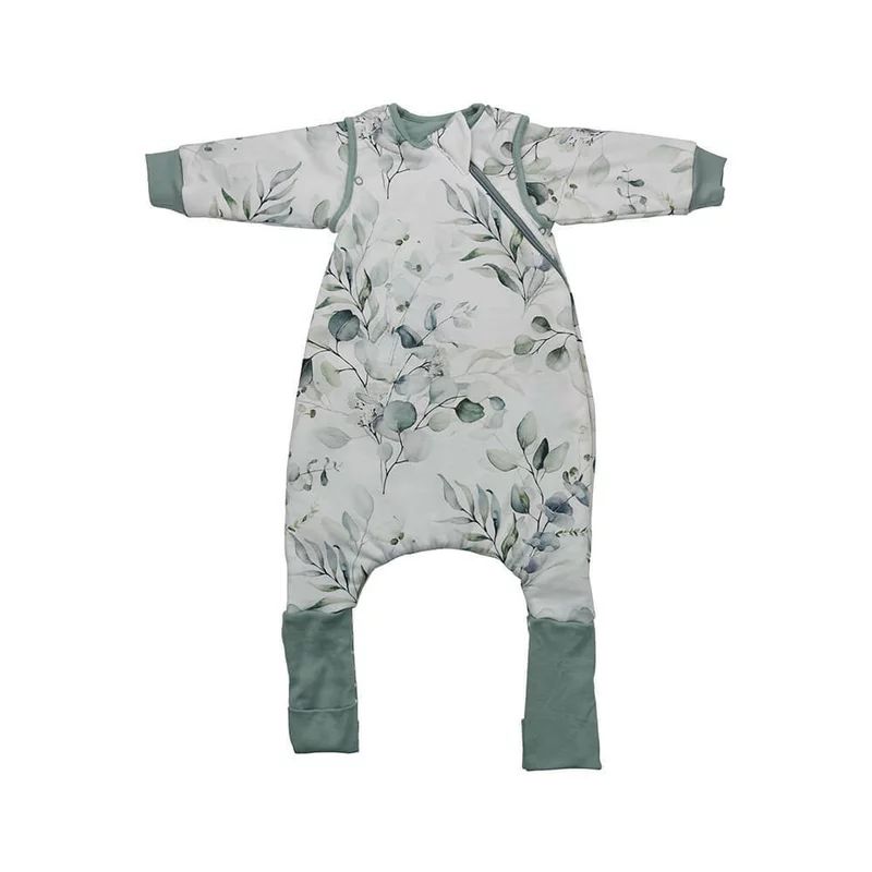 Sac de dormit cu picioruse si maneci detasabile, Bebe Stars, De iarna, Din bumbac certificat Oeko Tex Standard 100, Cu fermoar, 70 cm, 2.5 Tog, Nature