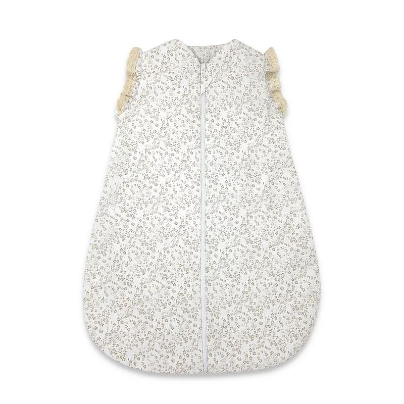 Sac de dormit, MimiNu, Premium, Pentru bebelusi, De iarna, Din bumbac certificat Oeko Tex Standard 100, Cu dantela si volan, 70 cm, 2.5 Tog, Meadow