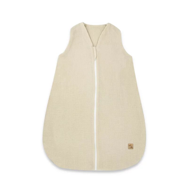 Sac de dormit, Qmini, Cu fermoar, Pentru bebelusi, De iarna, Din muselina dubla, 70 cm, Material certificat Oeko Tex Standard 100, Warm Beige