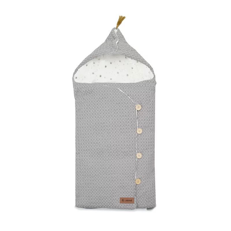 Sac de iarna cu gluga, Jane, Mims Plus, Pentru carucior si scoica auto, 88 x 43 cm, Inchidere cu nasturi si fermoar, Dim Grey