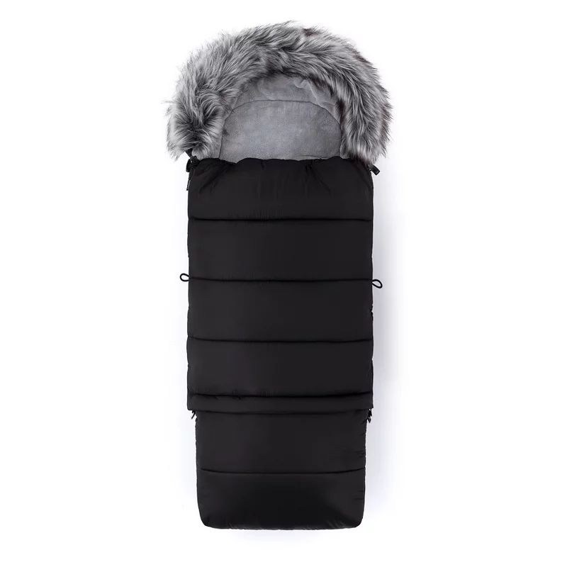 Sac de iarna, Feedo, Multifunctional, 3 in 1, Pentru carucior, landou sau scaun auto, Fermoar care permite scurtarea dimensiunii, Cu snur, 110 cm, 0-3 ani, Black