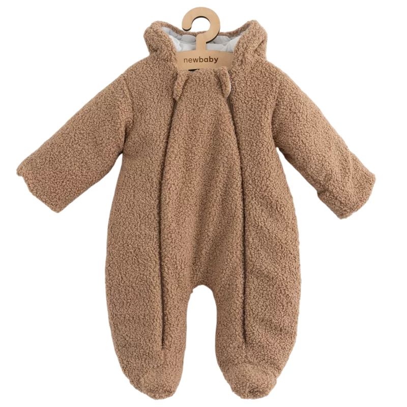 Salopeta de iarna, New Baby, Pentru bebelusi, Cu gluga si urechi, Marime 62, Cu captuseala din bumbac, Teddy