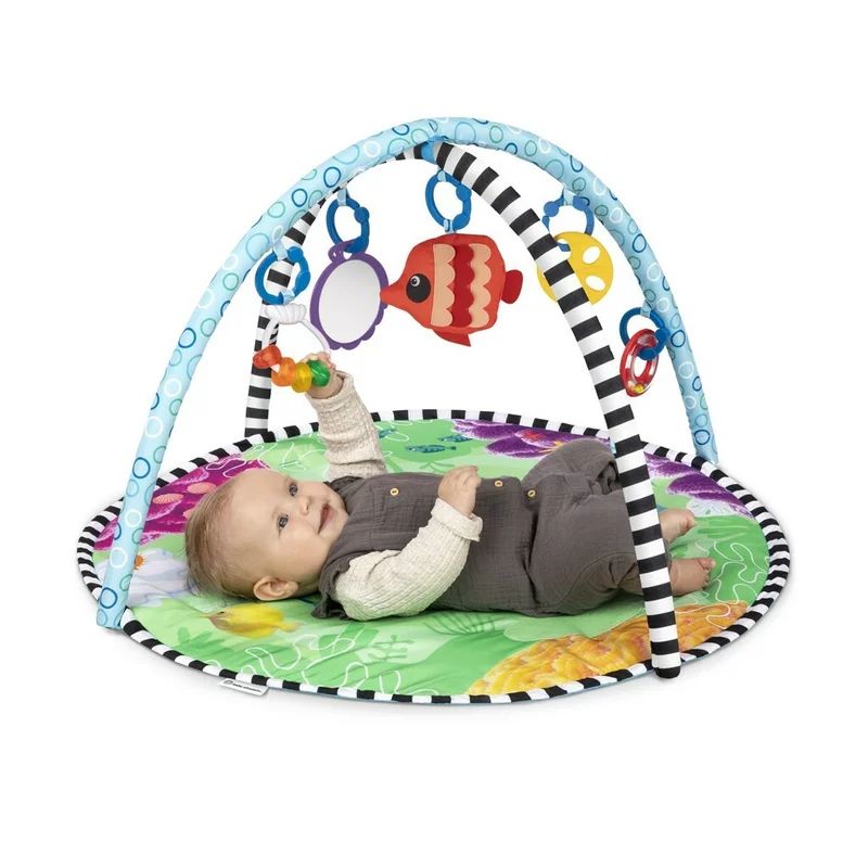 Salteluta interactiva, Baby Einstein, Sea Floor Explorers, Include covoras de apa, 5 jucarii, Pentru activitati educationale, 81x81x46 cm, Multicolor