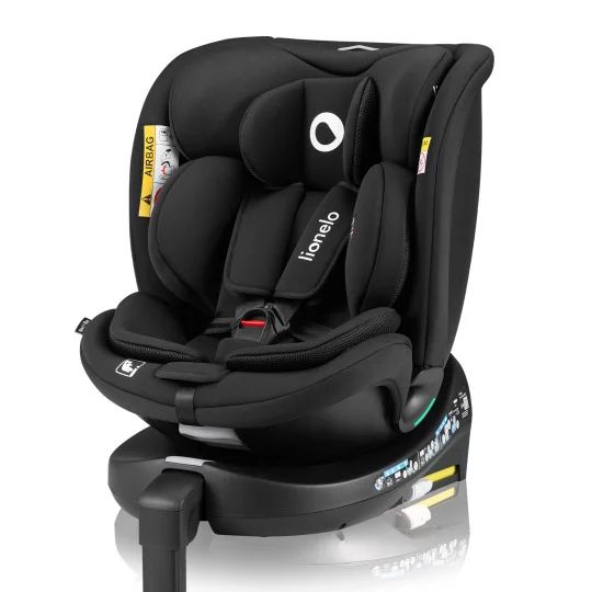 Scaun auto, Lionelo, i-Size Navy, 0-36 Kg, 40-150 cm, Cu isofix si picior de fixare, Protectie laterala, Rotire 360 grade, Ajustare spatar in 4 pozitii, Tetiera reglabila in 11 trepte, Conform cu R129, Negru