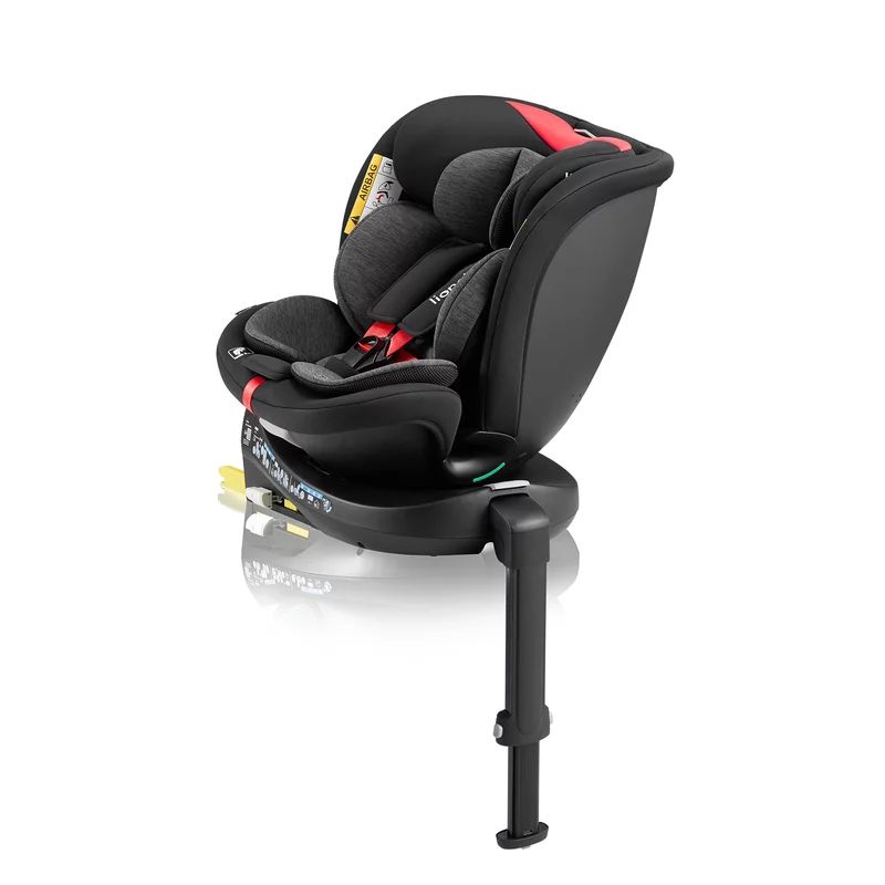 Scaun auto, Lionelo, i-Size Navy, 0-36 Kg, 40-150 cm, Cu isofix si picior de fixare, Protectie laterala, Rotire 360 grade, Ajustare spatar in 4 pozitii, Tetiera reglabila in 11 trepte, Conform cu R129, Negru/Rosu