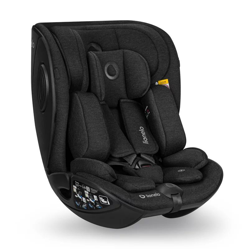 Scaun auto, Lionelo, Moxie Next, i-Size, 40-105 cm, Tetiera reglabila pe 8 trepte, Inclinare spatar in 5 pozitii, Carcasa ventilata, Din bambus, Protectie avansata, Husa detasabila, Conform cu R129, Negru