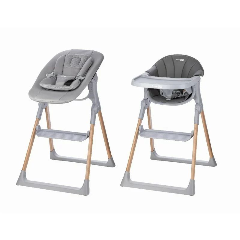 Scaun de masa 2 in 1, FreeON, Flexi Grow, Transformabil, Pliabil, Contine 2 accesorii, 0 luni +, Gri