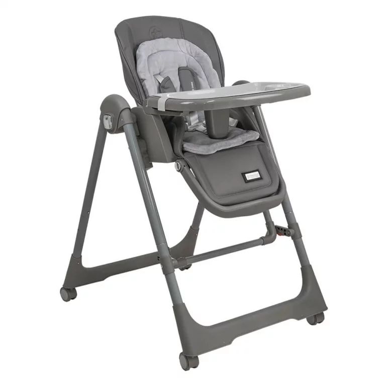 Scaun de masa, Bebe Stars, Nuovo, 2 in 1, Pliabil, Functie de balansoar, Pana la 15 kg, Cu tavita reglabila si detasabila, Conform cu EN14988:2017+A1:2020, 6-36 luni, Grey