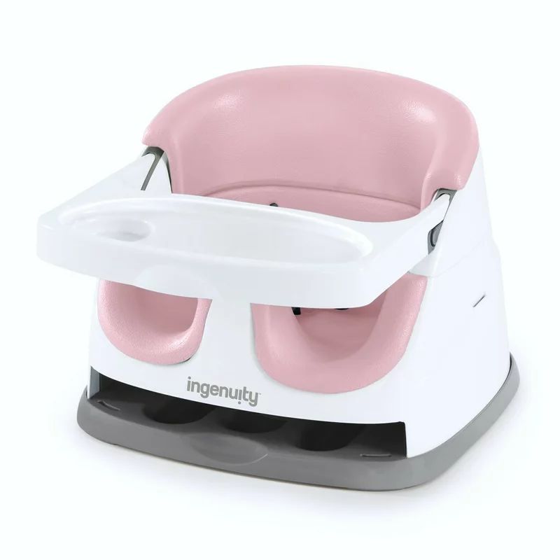Scaun inaltator, Ingenuity, 2 in 1, Tavita pliabila, Utilizare atasat de scaun sau individual pe podea, Pana la 22 kg, Fara BPA, 6 luni+, Roz