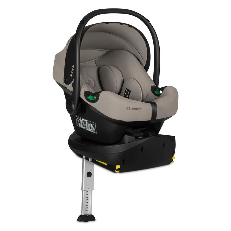 Scoica auto, Lionelo, i-Size Astrid, Testata ADAC, Cu baza rotativa 180 grade cu Isofix, 0-13 Kg, 40-87 cm, Cu maner si capotina reglabile, Conform cu R129, Taupe