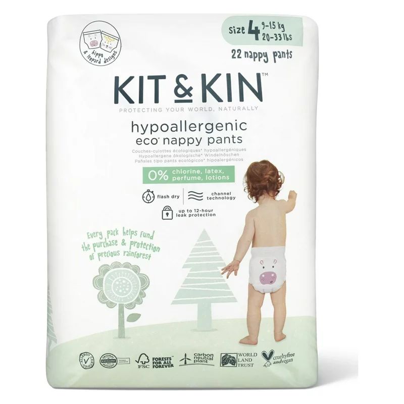 Scutece Hipoalergenice Eco Pull Up Maxi, Kit&Kin, Marimea 4, 22 buc, De unica folosinta, 9-15 kg