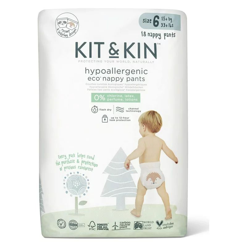 Scutece Hipoalergenice Eco Pull Up XL, Kit&Kin, Marimea 6, 18 buc, De unica folosinta, 15 kg+