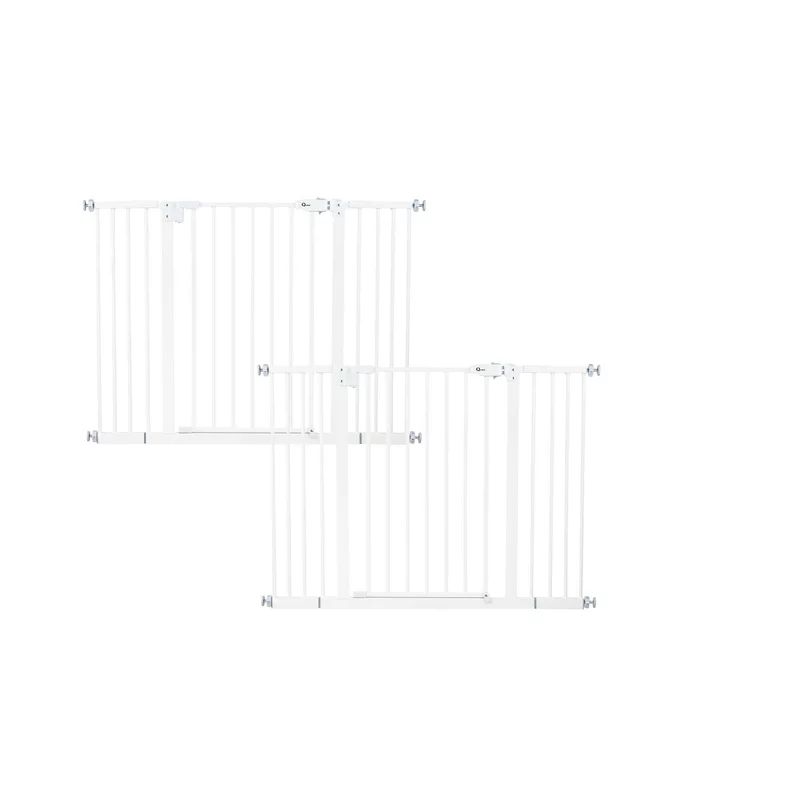 Set 2 x Poarta siguranta, Qmini, Thor, 74 - 109.4 cm, Inchidere automata, Sistem dublu de blocare, Otel, Garantie extinsa:3 ani, ASTM1004 si EN1930-2011, Alb