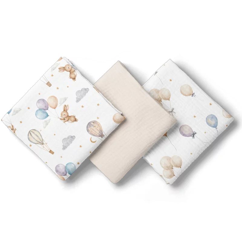Set 3 scutece, Bocioland, Din muselina, Hipoalergenice, Dimensiune 70 x 70 cm, Beige