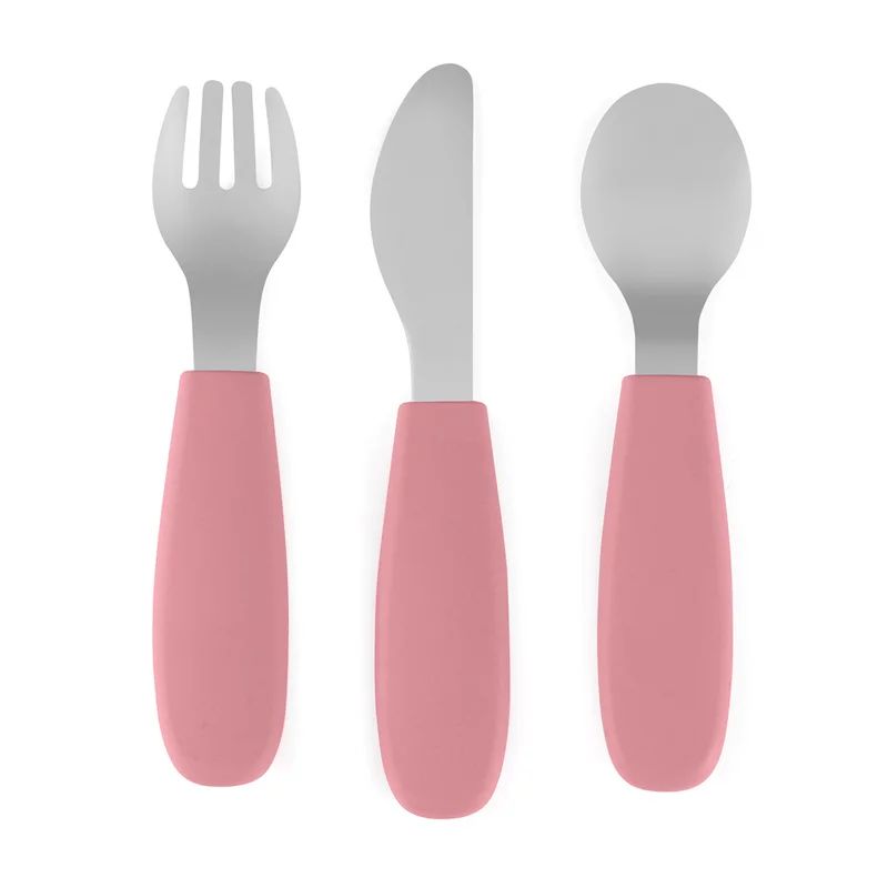 Set complet tacamuri, Petite&Mars, Take&Match, Din silicon si otel inoxidabil, Fara BPA, 12 luni+, Roz