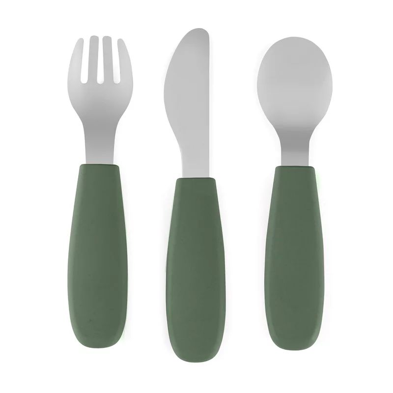 Set complet tacamuri, Petite&Mars, Take&Match, Din silicon si otel inoxidabil, Fara BPA, 12 luni+, Verde