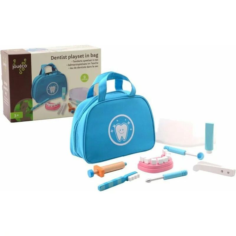 Set dentist, Joueco, Din lemn certificat FSC, Include gentuta pentru depozitare jucarii, 3 ani+