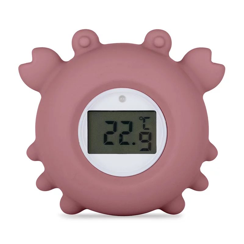 Temometru digital, Petite&Mars, Crabul Caleb, Multifunctional, Ecran usor de citit, Valoare precisa, Silicon Sigur, Avertizare temperatura, 0 luni+, Roz
