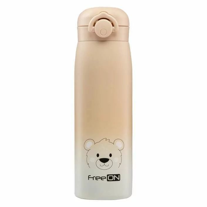 Termos lichide, FreeON, Din otel inoxidabil, Cu mentinere de temperatura de pana la 12 ore, 480 ml, Beige
