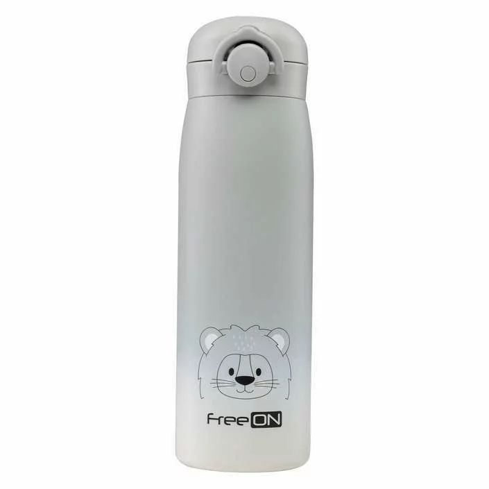 Termos lichide, FreeON, Din otel inoxidabil, Cu mentinere de temperatura de pana la 12 ore, 480 ml, Grey