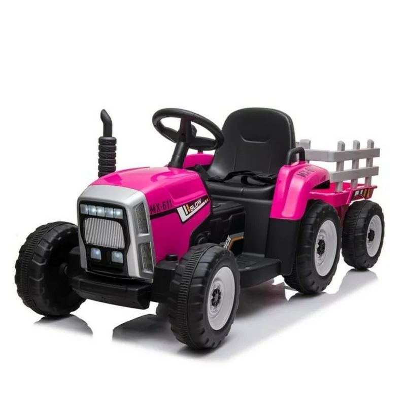 Tractor electric pentru copii, Baby Mix, 2 motoare, 12V, Cu lumini LED si sunete, Telecomanda parentala, Erick Pink