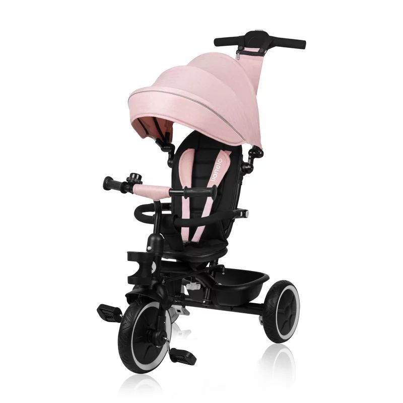 Tricicleta copii, Lionelo, Berry, 2 in 1, Multifunctionala, Suport picioare, Control al directiei, Scaun reversibil, Rotire 360 grade, Functie de roata libera, Utilizare pana la 5 ani, Constructie din otel, Conform cu standardul EN71, Roz, Resigilat