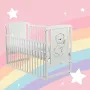 Patut din lemn bebe, 120x60 cm, Cu laterala culisanta, Din lemn de pin si mdf, Stabil si rezistent, Inaltime saltea reglabila pe 3 nivele, Laterala cu 3 bete detasabile, EN716-1, EN716-2, Alb, Babyneeds, Timmi - 8