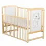 Patut din lemn bebe, 120x60 cm, Cu laterala culisanta, Din lemn de pin si mdf, Stabil si rezistent, Inaltime saltea reglabila pe 3 nivele, Laterala cu 3 bete detasabile, EN716-1, EN716-2, Natur, Babyneeds, Timmi - 1