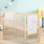 Patut din lemn bebe, 120x60 cm, Cu laterala culisanta, Din lemn de pin si mdf, Stabil si rezistent, Inaltime saltea reglabila pe 3 nivele, Laterala cu 3 bete detasabile, EN716-1, EN716-2, Natur, Babyneeds, Timmi - 2
