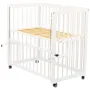 Patut co-sleeper, Qmini, Dalia, Multifunctional, 90x50 cm, Din lemn de pin, Reglabil pe orice treapta de inaltime la patul parintilor, Sistem de ancorare si roti cu frana incluse, Alb - 8