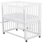 Patut co-sleeper, Qmini, Dalia, Multifunctional, 90x50 cm, Din lemn de pin, Reglabil pe orice treapta de inaltime la patul parintilor, Sistem de ancorare si roti cu frana incluse, Alb - 5