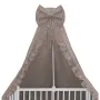 Baldachin, MimiNu, Pentru patut, Cu funda si volanas, 210x145 cm, Material certificat Oeko Tex Standard 100, Colectia Royal, Mocha