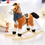 Calut balansoar din plus, Baby Mix, Cu efecte de miscare a gurii si a cozii, Cu melodie de cowboy si efect de galop, Maro Deschis - 4