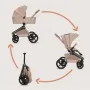 Carucior 2 in 1, Lionelo, Freya, Landou si salteluta ventilate, Pliabil, Reglare spatar-3 pozitii, Suport de picioare-4 pozitii,  Maner reglabil-3 pozitii, Adaptori inclusi compatibili cu Cybex, Maxi-Cosi, Kiddy, Avionaut, Sustine 22 kg, 0luni+, Bej - 7