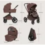 Carucior 2 in 1, Lionelo, Freya, Landou si salteluta ventilate, Pliabil, Reglare spatar-3 pozitii, Suport de picioare-4 pozitii,  Maner reglabil-3 pozitii, Adaptori inclusi compatibili cu Cybex, Maxi-Cosi, Kiddy, Avionaut, Sustine 22 kg, 0luni+, Maro - 30