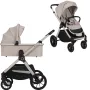 Carucior 2 in 1, Lionelo, Layla, Pana la 22 kg, Cadru aluminiu, Cu landou intarit si salteluta din spuma AirDots, Reversibil, Cu ventilatie 3D, Cu accesorii, EN1888-1, EN1888-2, EN1466, Bej