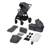 Carucior 2 in 1, Lionelo, Layla, Pana la 22 kg, Cadru aluminiu, Cu landou intarit si salteluta din spuma AirDots, Reversibil, Cu ventilatie 3D, Cu accesorii, EN1888-1, EN1888-2, EN1466, Gri