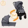 Carucior 2 in 1, Lionelo, Mika Plus, Cadru din aluminiu, Cu landou intarit si salteluta moale, Reversibil, Cu sistem de ventilatie 3D, Cu accesorii, Pana la 22 kg, Conform cu EN1888-1 EN1888-2, EN1466, Gri - 38