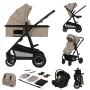 Carucior 3 in 1, Lionelo, Amber, Landou intarit,  Scoica auto testata ADAC, Reversibil, Cu accesorii, Geanta parinti, Pana la 22 kg, Bej - 2