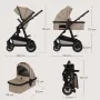 Carucior 3 in 1, Lionelo, Amber, Landou intarit,  Scoica auto testata ADAC, Reversibil, Cu accesorii, Geanta parinti, Pana la 22 kg, Bej - 35