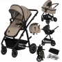 Carucior 3 in 1, Lionelo, Amber, Landou intarit,  Scoica auto testata ADAC, Reversibil, Cu accesorii, Geanta parinti, Pana la 22 kg, Bej - 5