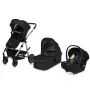 Carucior 3 in 1, Lionelo, Amber, Cadru aluminiu, Cu landou intarit si salteluta moale, Cu scoica auto testata ADAC, Reversibil, Cu accesorii, Geanta parinti, Pana la 22 kg, Negru silver - 5