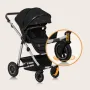 Carucior 3 in 1, Lionelo, Amber, Cadru aluminiu, Cu landou intarit si salteluta moale, Cu scoica auto testata ADAC, Reversibil, Cu accesorii, Geanta parinti, Pana la 22 kg, Negru silver - 37