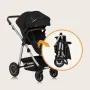 Carucior 3 in 1, Lionelo, Amber, Cadru aluminiu, Cu landou intarit si salteluta moale, Cu scoica auto testata ADAC, Reversibil, Cu accesorii, Geanta parinti, Pana la 22 kg, Negru silver - 44