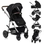 Carucior 3 in 1, Lionelo, Amber, Cadru aluminiu, Cu landou intarit si salteluta moale, Cu scoica auto testata ADAC, Reversibil, Cu accesorii, Geanta parinti, Pana la 22 kg, Negru silver - 6